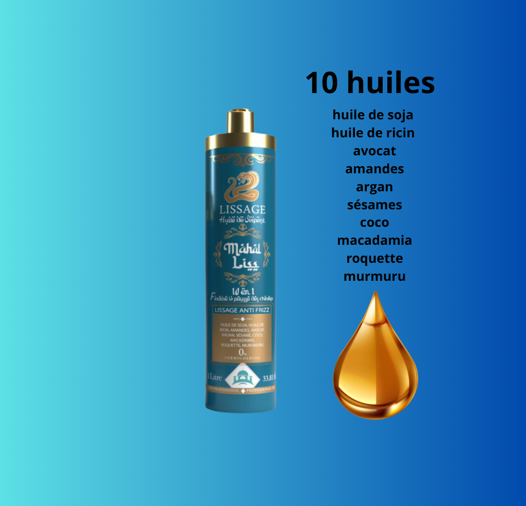 Lissage Mahal Liss® à l'huile de serpent favorise la pousse 1 litre