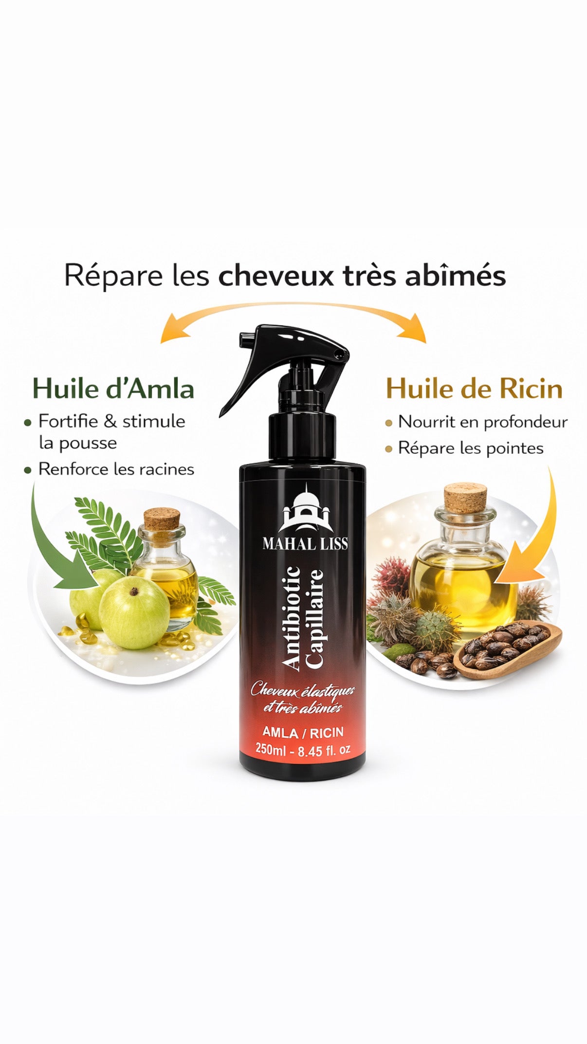 ANTIBIOTIC CAPILLAIRE MAHAL LISS – SOIN RÉPARATEUR PROFESSIONNEL INTENSIF POUR CHEVEUX ÉLASTIQUES ET TRÈS ABÎMÉS