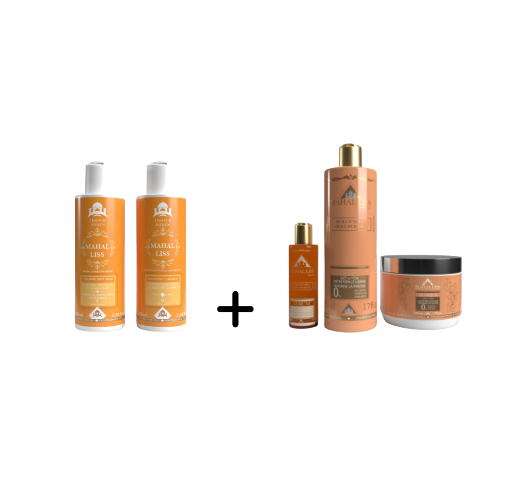 pack lissage indien 100 ml shampoing clarifiant et 100 ml lissage indien plus kit d'entretien