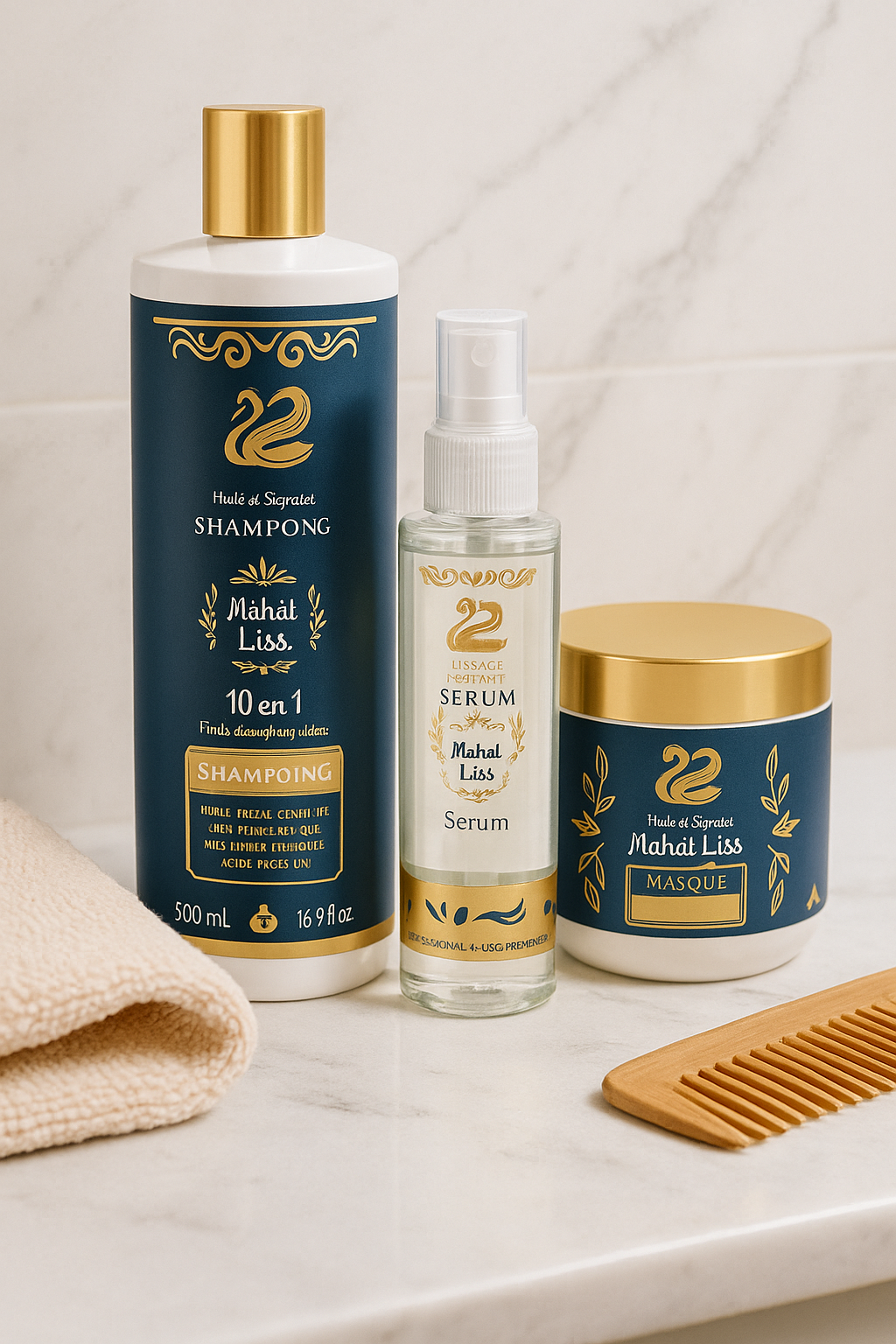 ✨ Kit Cheveux Mahal Liss Huile de Serpent – Shampoing Sans Sulfate, Masque & Sérum 10 Huiles Miraculeuses
