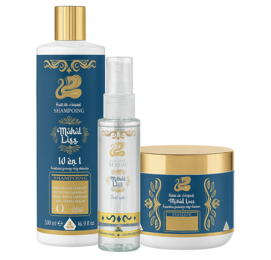 ✨ Kit Cheveux Mahal Liss Huile de Serpent – Shampoing Sans Sulfate, Masque & Sérum 10 Huiles Miraculeuses