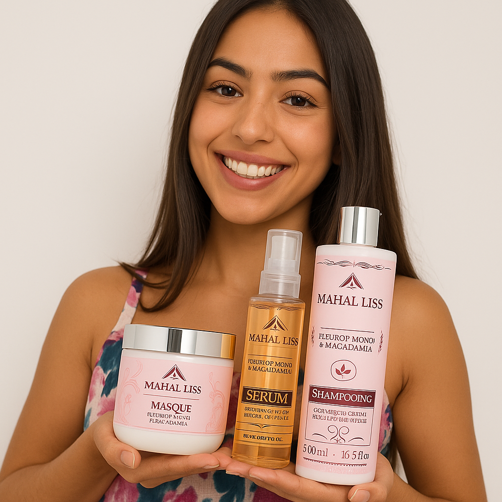 Kit Entretien Mahal Liss® Macadamia & Monoï – Soin Réparateur pour Cheveux Secs, Crépus & Abîmés