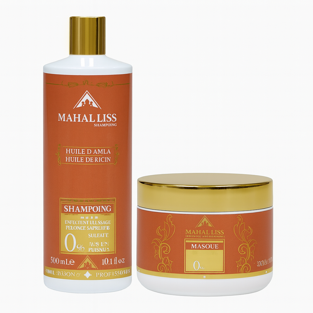 Pack Duo Shampoing & Masque Sans Sulfate Mahal Liss® Huile d'Amla & Ricin – Entretien Lissage