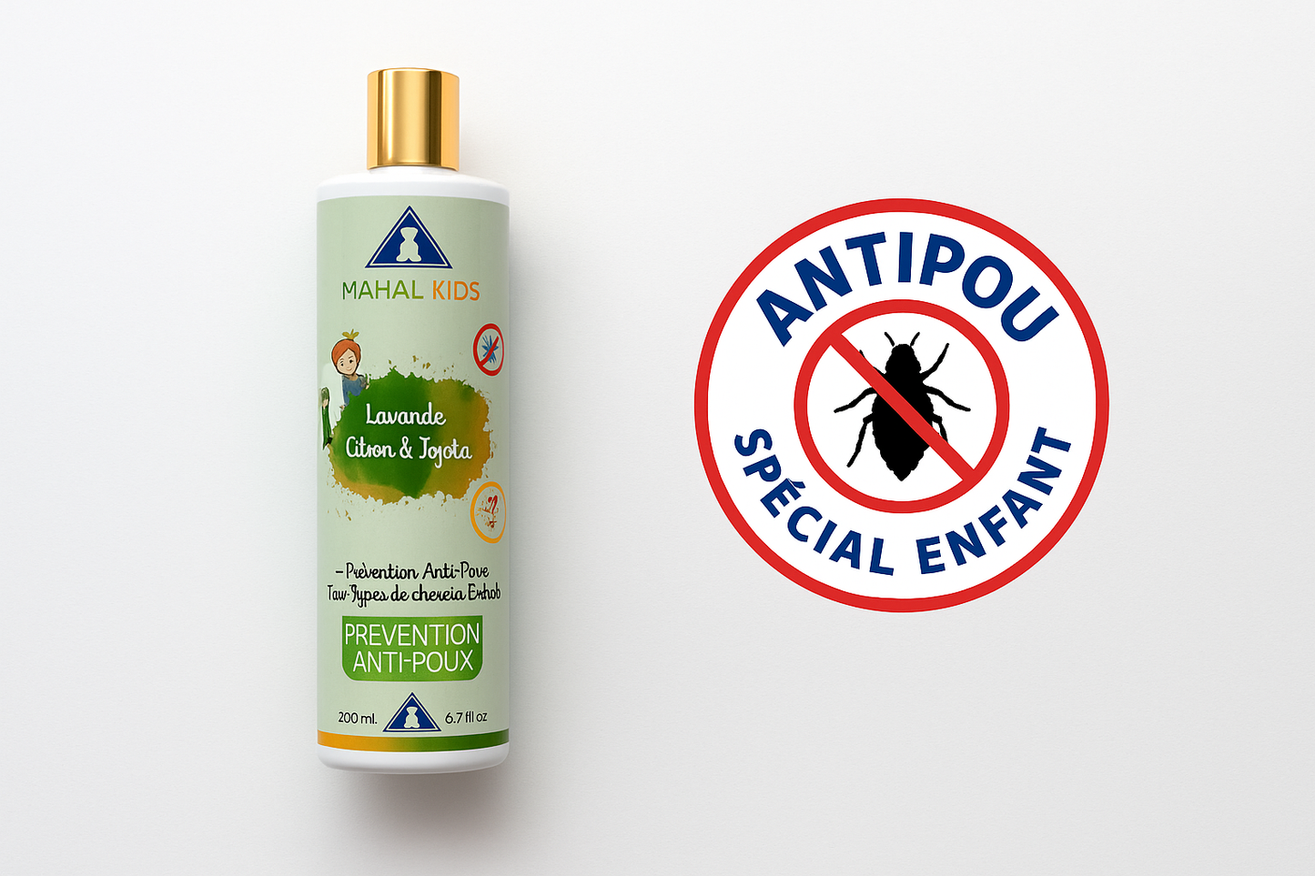 Shampoing Anti-Poux Enfant Mahal Kids – Prévention Naturelle Lavande & Arbre à Thé, Sans Sulfate