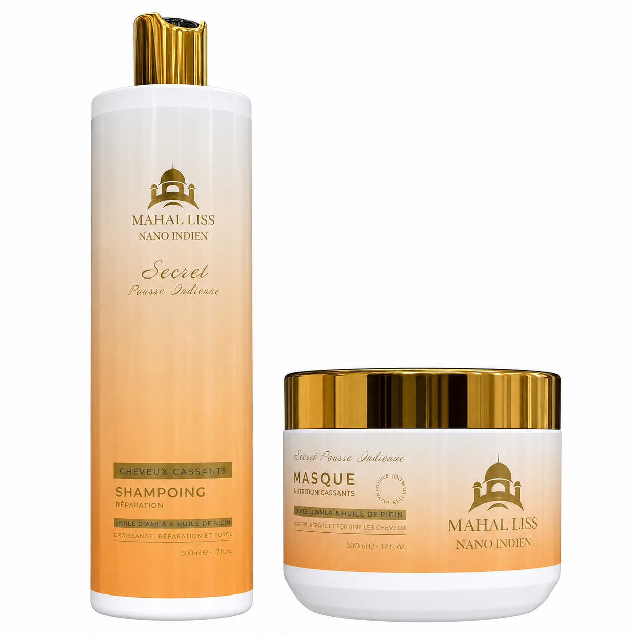 Pack Dúo Champú y Mascarilla Sin Sulfatos Mahal Liss® Aceite de Amla y Ricino – Mantenimiento Alisado