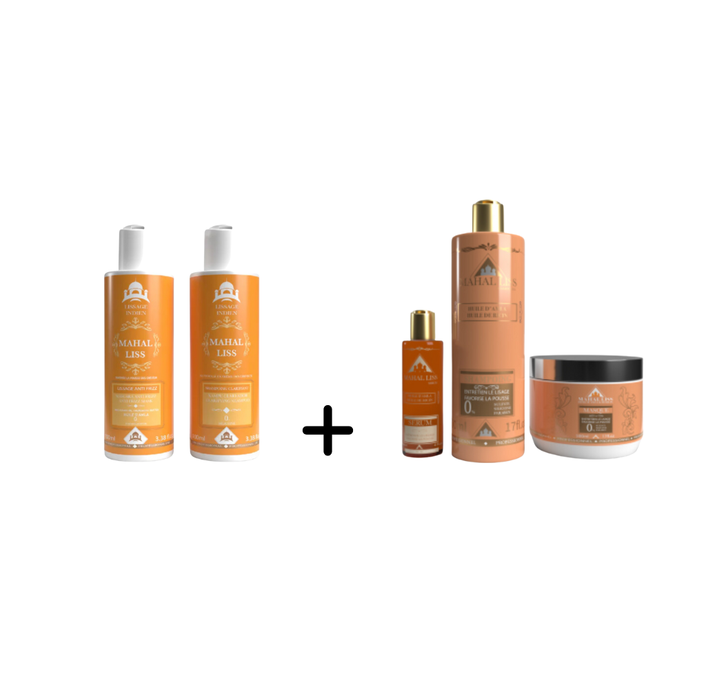 pack lissage indien 100 ml shampoing clarifiant et 100 ml lissage indien plus kit d'entretien complet a prix reduit