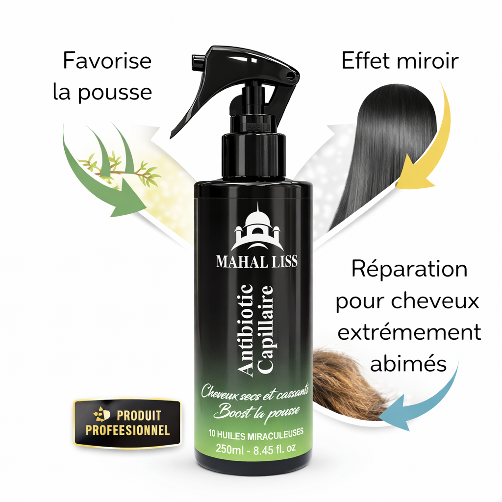 ANTIBIOTIC CAPILLAIRE MAHAL LISS – SOIN PROFESSIONNEL HAUT DE GAMME RÉPARATEUR & ACTIVATEUR DE POUSSE