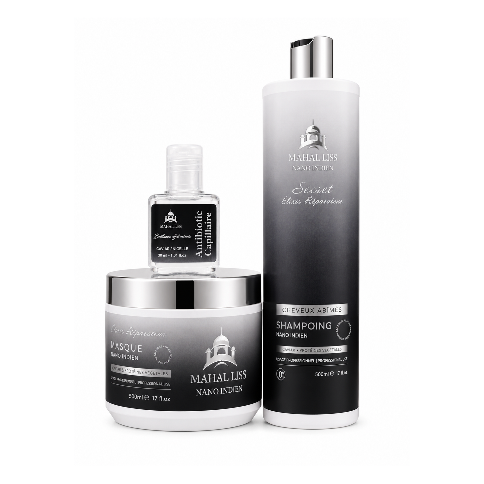 Kit Élixir Réparateur Caviar et Nigelle Mahal Liss avec Antibiotic Capillaire